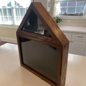 Retirement Flag Case with Certificate Section - Black Velvet + Oak Wood